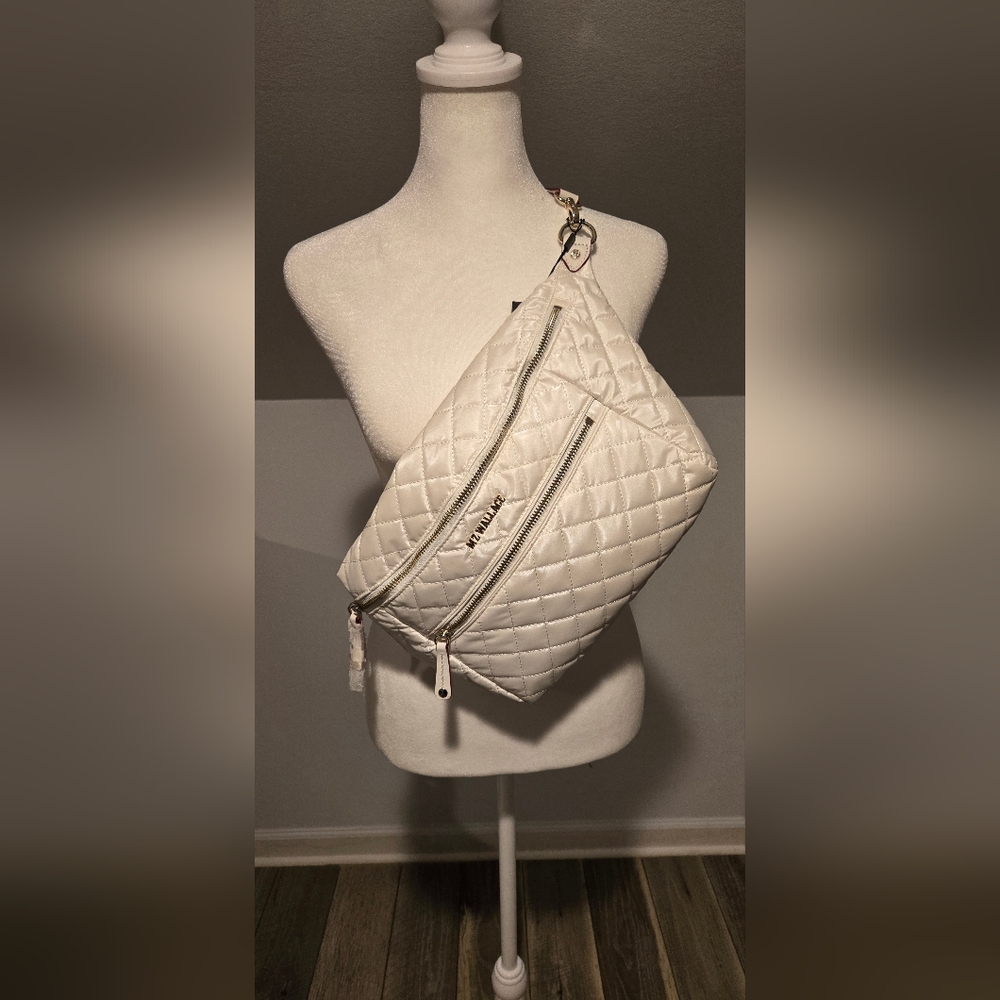 MZ Wallace White Quilted Crossbody Bag